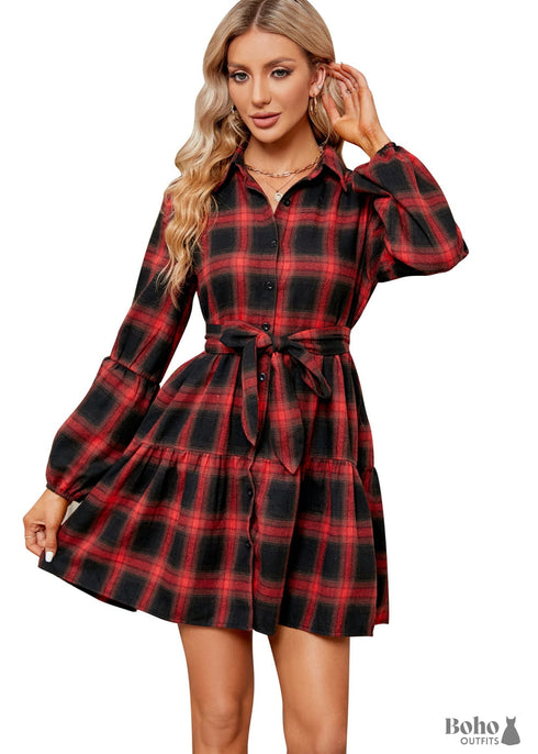 Winter Red Boho Dress